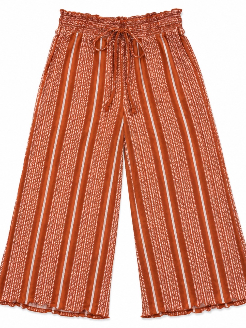 Rue21 Rust and White Striped Wide-Leg Pants